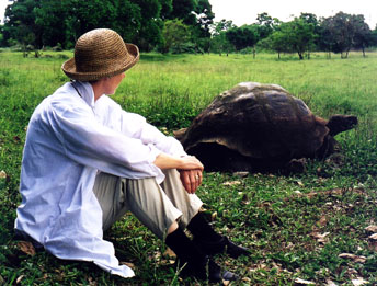 Leslie
with Giant Tortoise