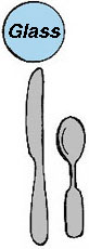 knife, spoon, glass
