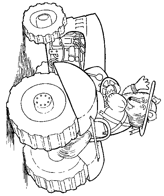 Coloring Page of Bess on the Tractor