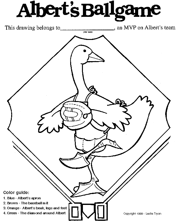 Coloring Page of Albert Pitching